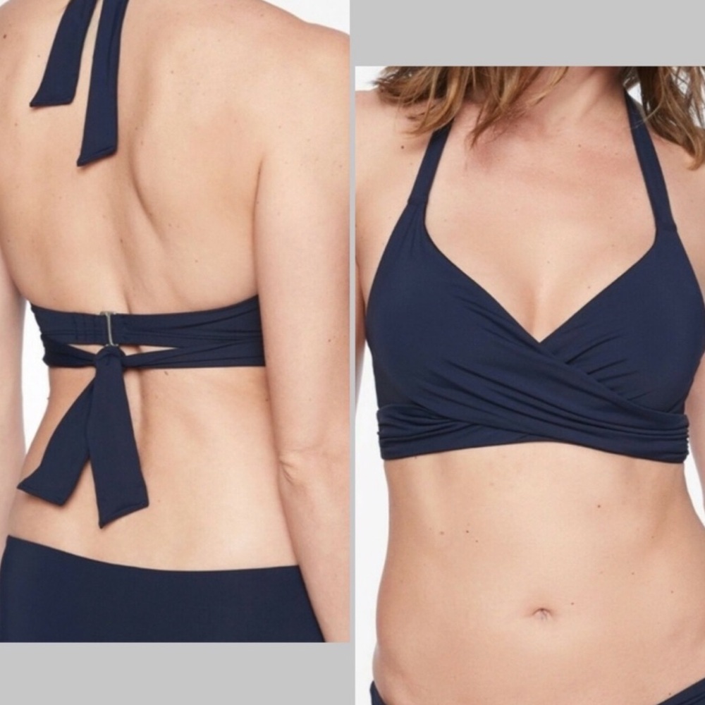 ATHLETA BRA CUP WRAP HALTER BIKINI TOP